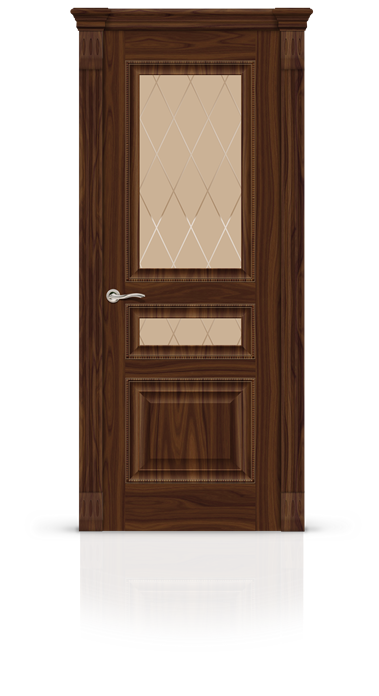 Дверь Бристоль 2 остекленная - американский орех, стекло ромбы гравировка