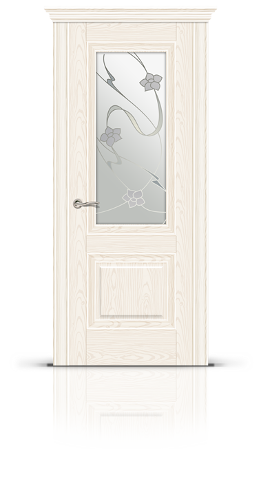 Дверь Элеганс 1 остекленная - белый ясень, стекло витражное - Очарование