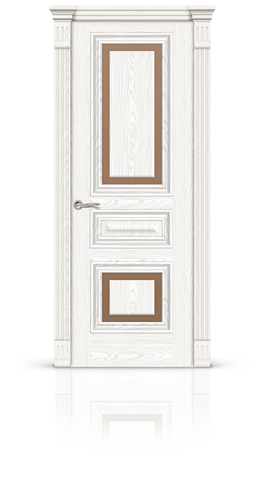 Дверь Элеганс 3 остекленная - белый ясень, стекло бронза, триплекс