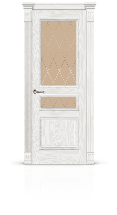 Дверь остекленная Лувр 2, белый ясень