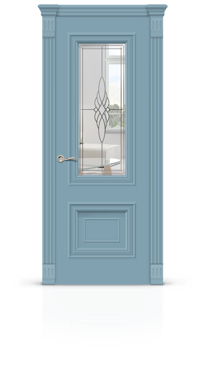 Дверь остекленная Мальта, эмаль голубая ral-sg-3 