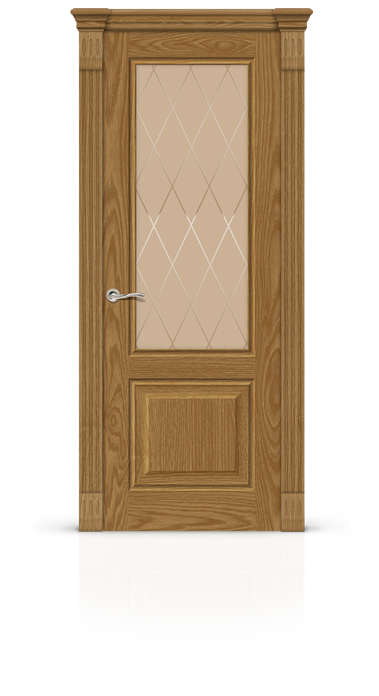 Дверь остекленная Малахит - 1, Дуб медовый