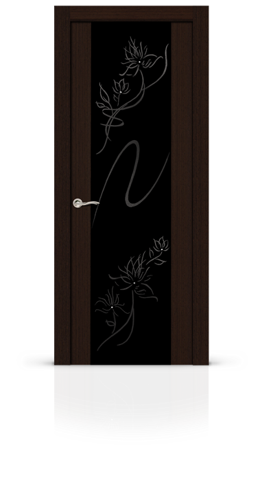 Дверь Бриллиант остекленная - черный триплекс, стразы - Венге