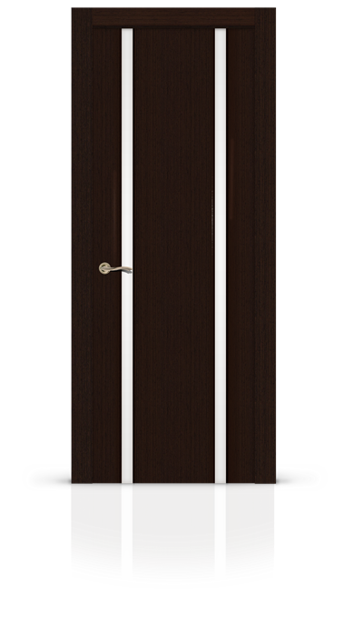 Дверь Циркон 2 остекленная - белый триплекс,  Венге